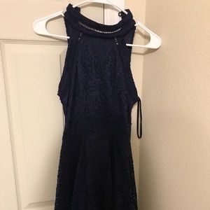 Navy blue choker dress